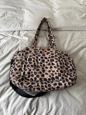 Quilted Leopard Print Diaper bag in Beige and Black